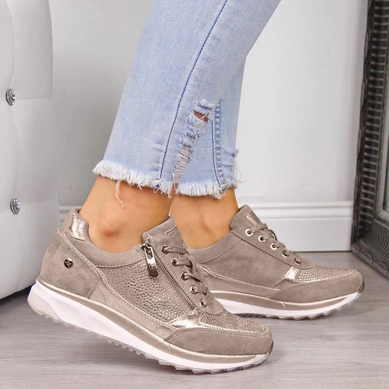 Sammie dames sneakers met rits en plateauzool
