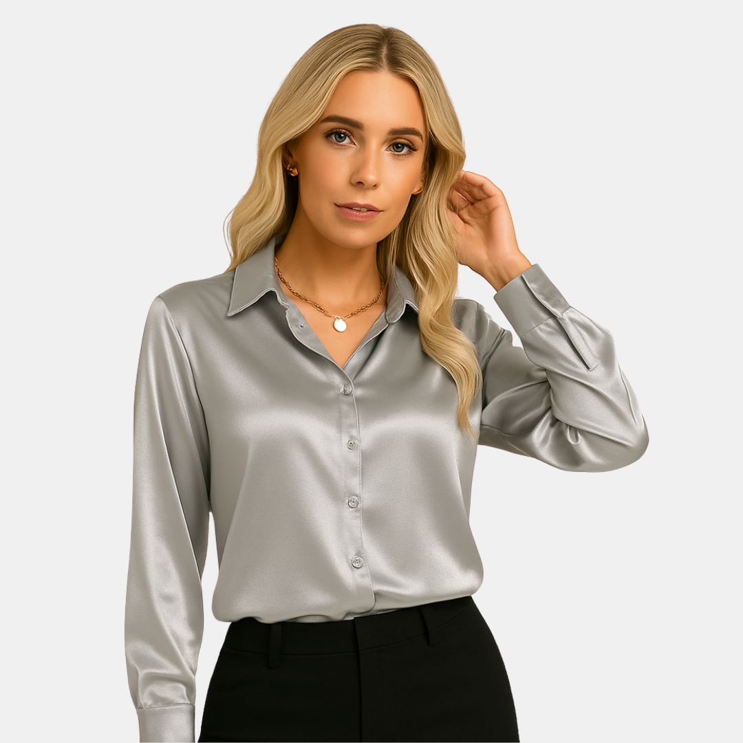 Shania zachte dames blouse met klassieke kraag