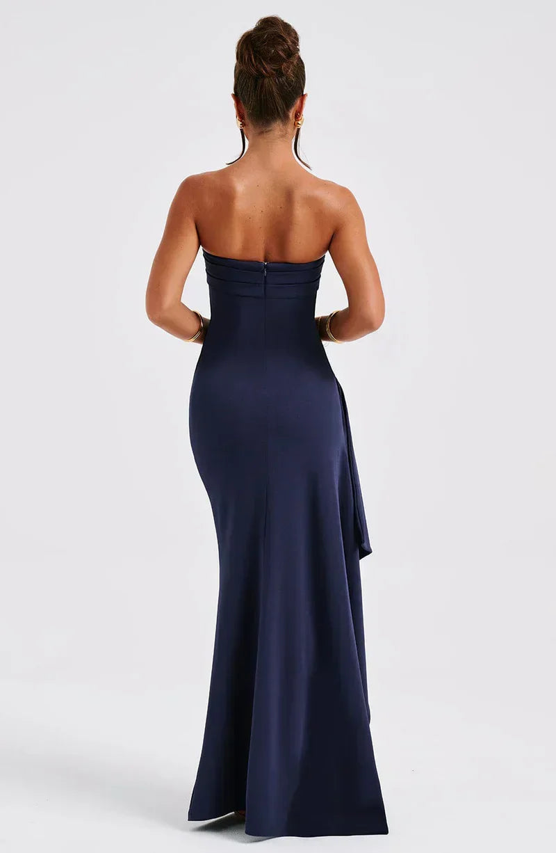 Stacy strapless dames maxi jurk met hoge split