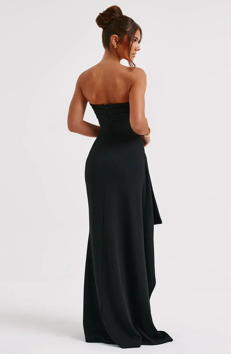 Stacy strapless dames maxi jurk met hoge split