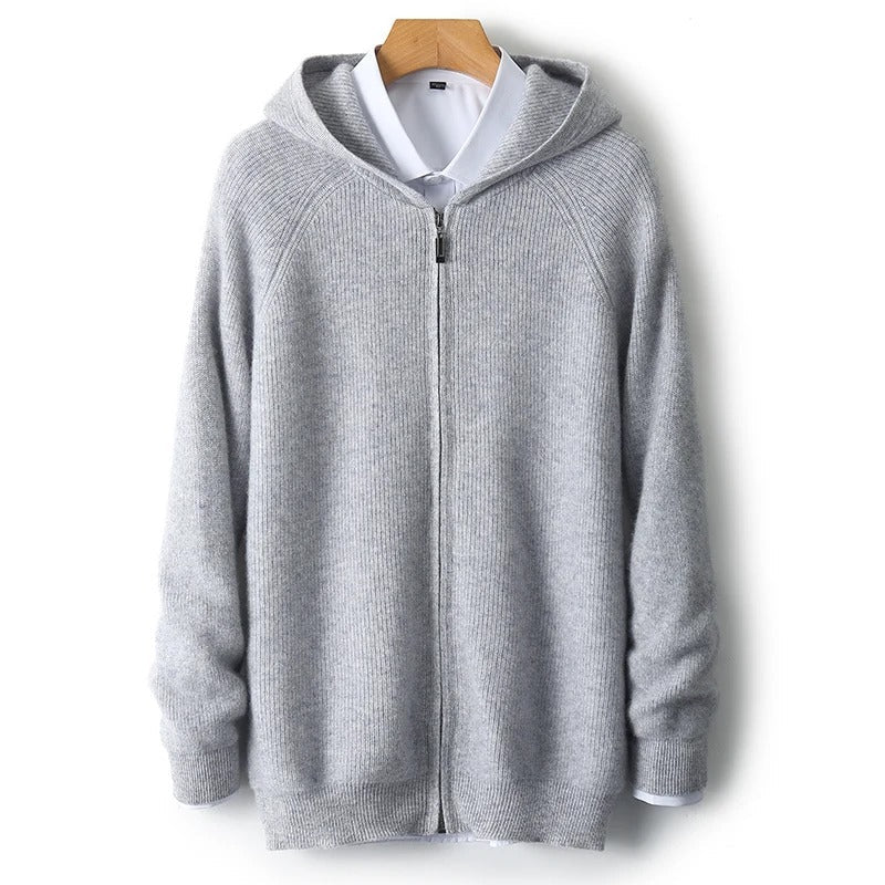 Steve Gebreid cashmere heren vest met capuchon