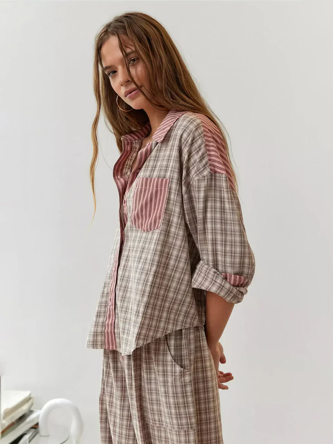 Tania Dames set met geruit overhemd en broek