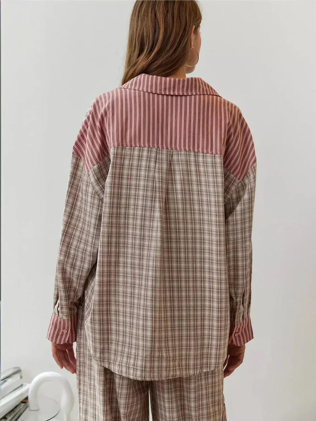 Tania Dames set met geruit overhemd en broek