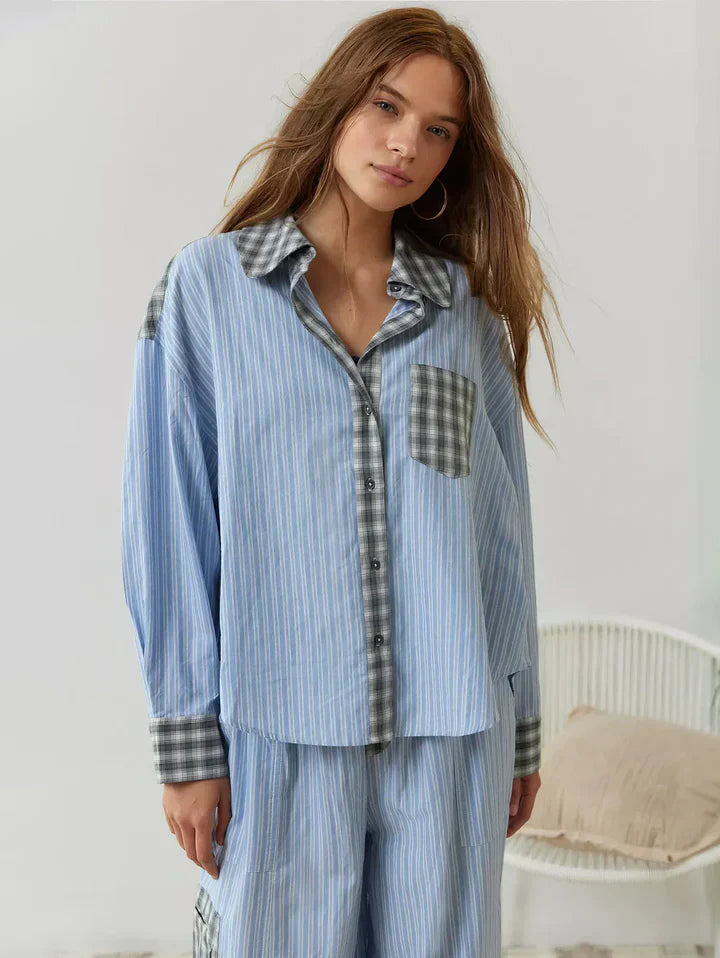 Tania Dames set met geruit overhemd en broek