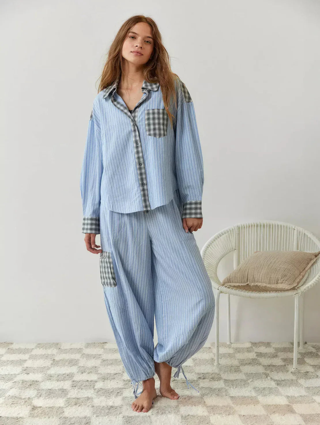Tania Dames set met geruit overhemd en broek