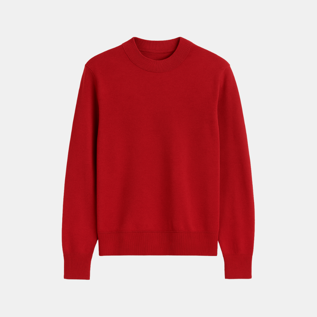 Heren Mock Neck Trui Met Minimalistische Afwerking
