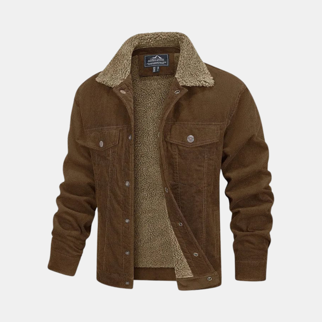 Heren Jas Met Teddyvoering En Corduroy Look