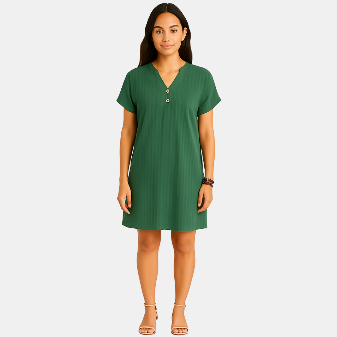 Tiffany Dames tuniekjurk met V-hals en knoopdetail