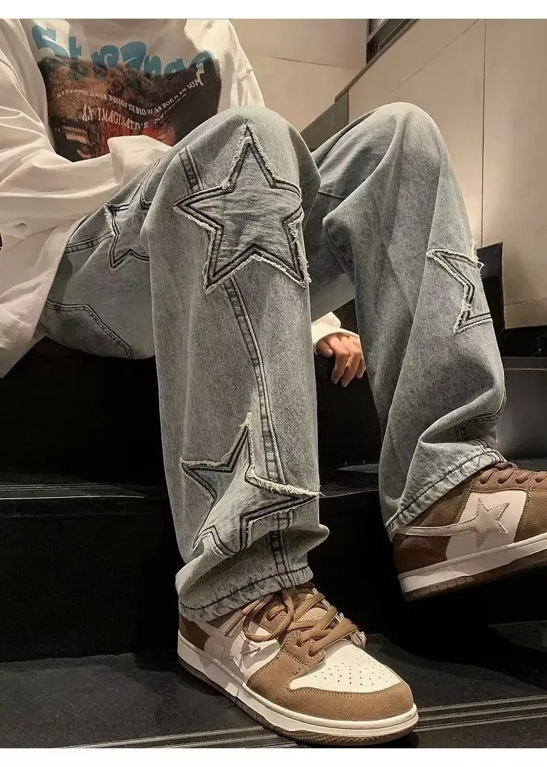 Tyler Heren straight fit jeans met sterdetails
