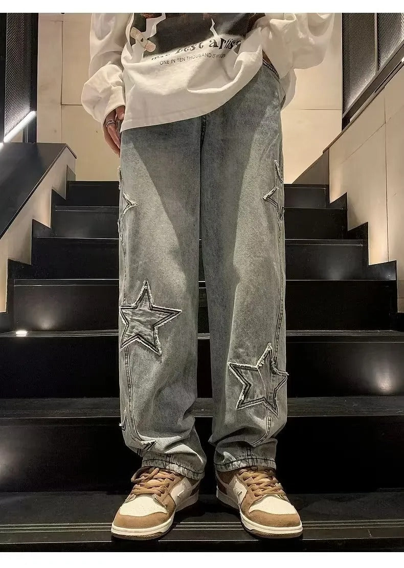 Tyler Heren straight fit jeans met sterdetails