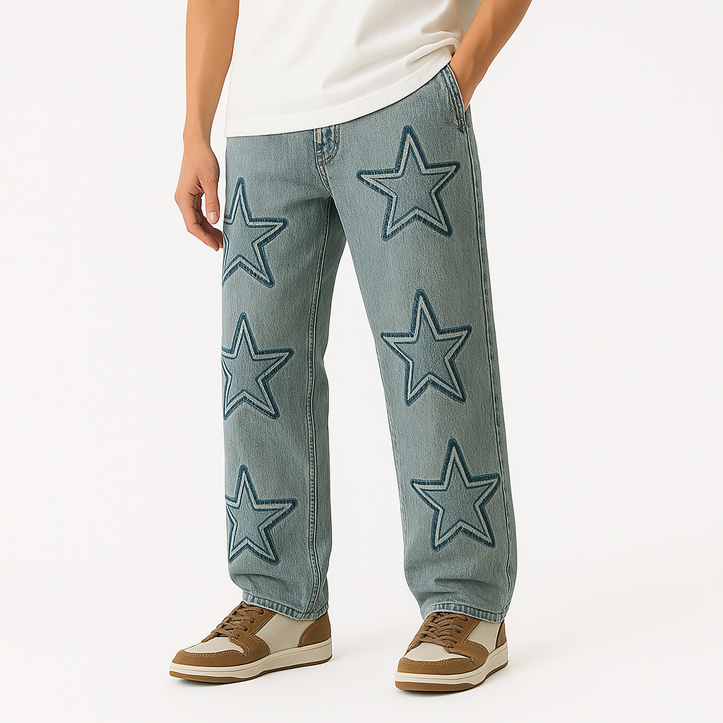 Tyler Heren straight fit jeans met sterdetails
