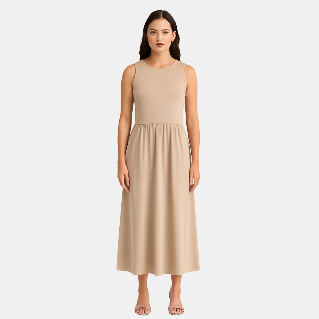 Valeria Dames Maxi Jurk Met Mouwloos Design